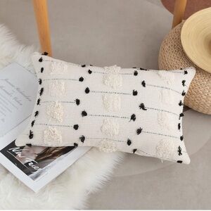 Boho Lumbar Pillow Cover Decorative Woven Throw Pillows Rectangle Pillow 20x12